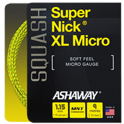 Ashaway supernick (9m) XL micro yellow 1,15 mm Squash bespanning Ashaway Geel; rood 
