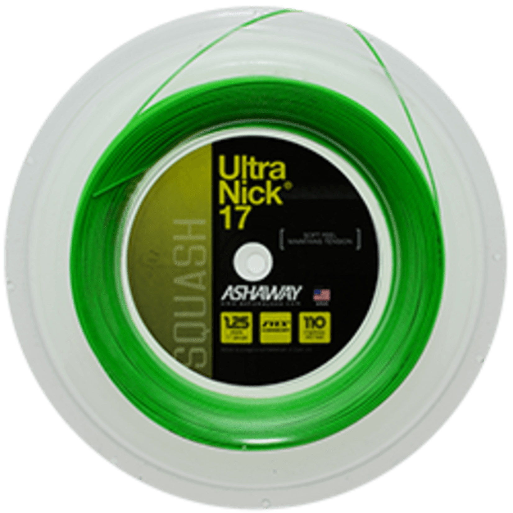 Ashaway Ultanick 17 (110m) Green 1.25mm Squash bespanning Ashaway Groen
