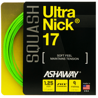 Ashaway Ultanick 17 (9m) Green 1.25mm Squash bespanning Ashaway Groen