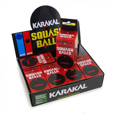 Karakal Squashbal rode stip - Doos Squash ballen Karakal
